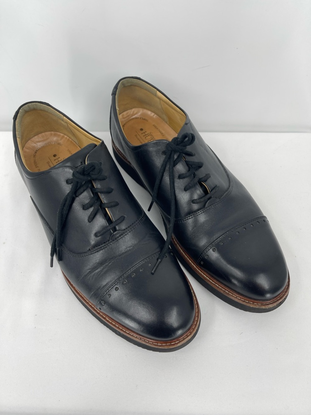 SAMUEL HUBBARD Classic Black Leather Cap-Toe Oxford Shoes MENS SIZE 12